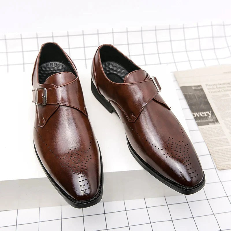 Cameron | Men's Dress Shoes with Single Strap Buckle, Formal Strap Loafers | Animated Apparel
