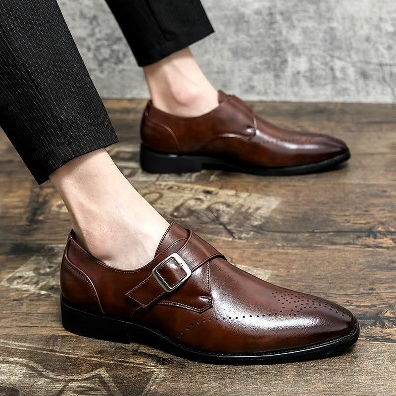 Cameron | Men's Dress Shoes with Single Strap Buckle, Formal Strap Loafers | Animated Apparel