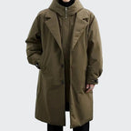 Cameron | Men's Hooded Mid-Length Trench Coat, Structured Autumn Coat | Animated Apparel