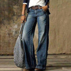 Camille | Women's High-Waist Wide-Leg Jeans, Relaxed Straight Denim Jeans | Animated Apparel | Blue