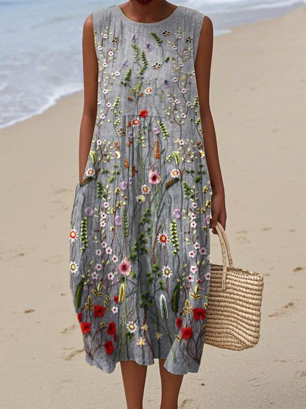 Cara | Women's Floral Midi Dress with Delicate Print - image 1