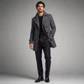 Carson | Men's Double Breasted Wool Trench Coat, Long Tailored Coat | Animated Apparel | Black
