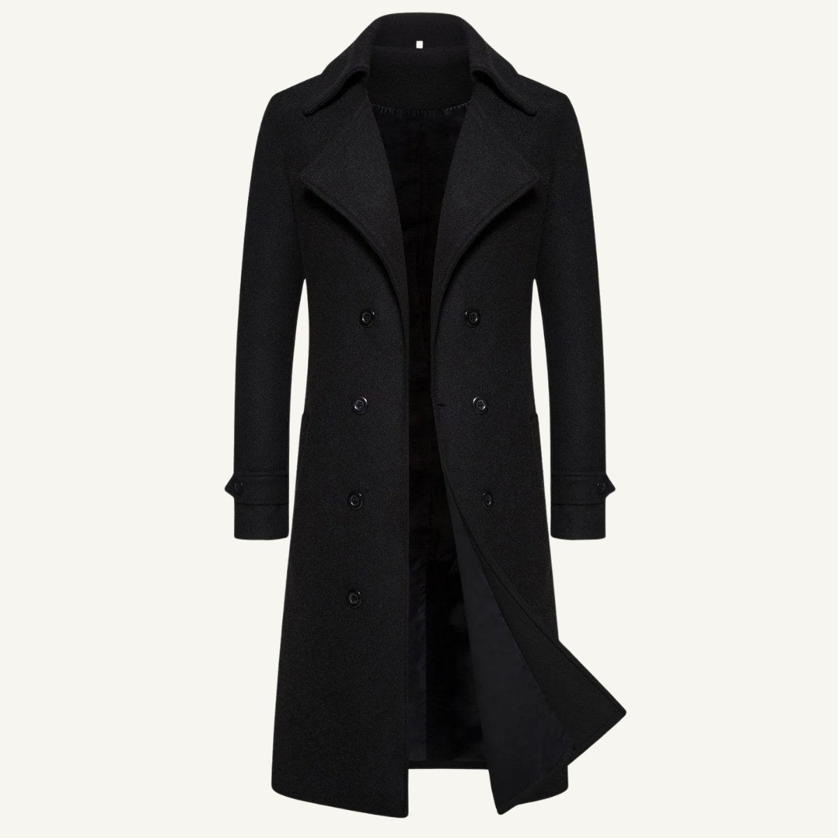Carson | Men's Double Breasted Wool Trench Coat, Long Tailored Coat | Animated Apparel | Khaki