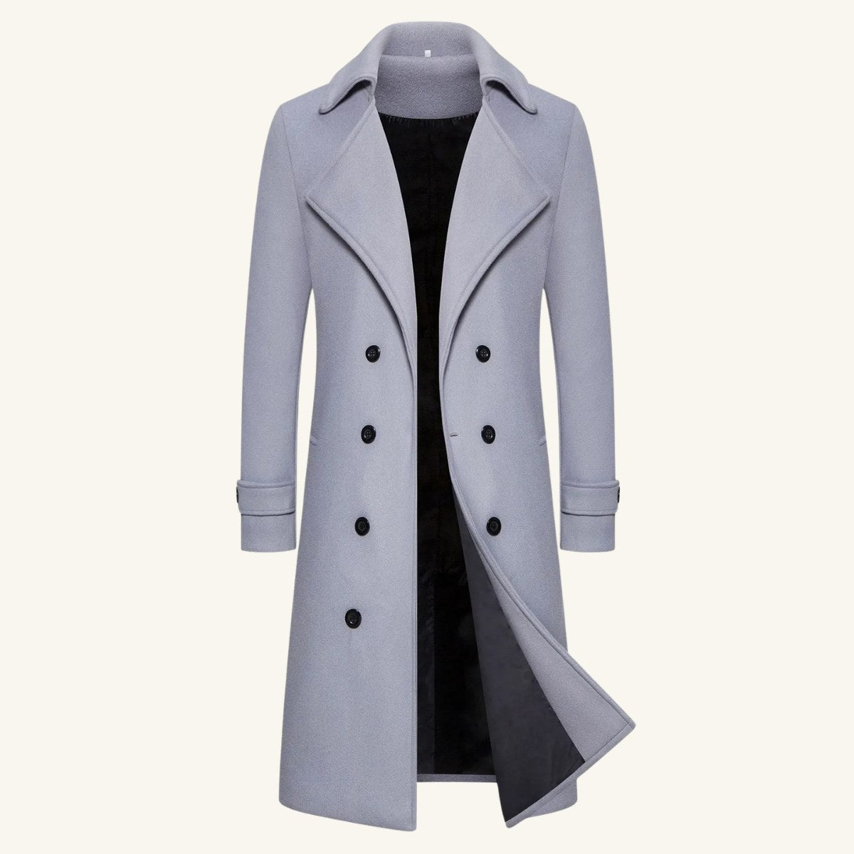 Carson | Men's Double Breasted Wool Trench Coat, Long Tailored Coat | Animated Apparel