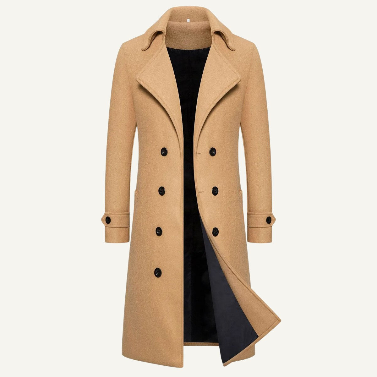 Carson | Men's Double Breasted Wool Trench Coat, Long Tailored Coat | Animated Apparel