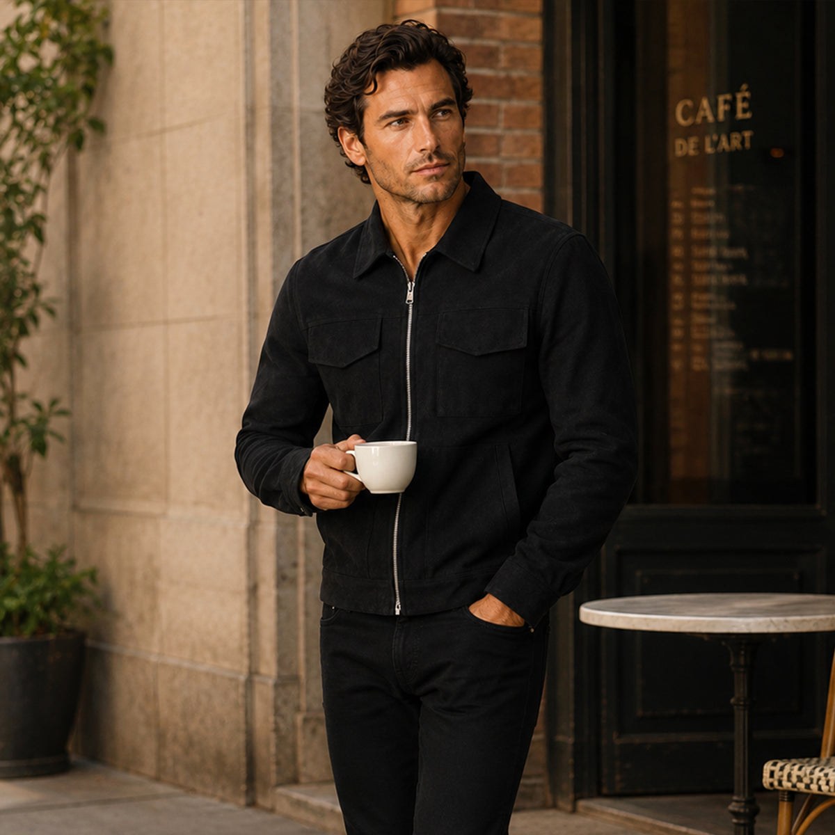 Carter | Men's Suede-Effect Jacket, Modern Smart Jacket | Animated Apparel