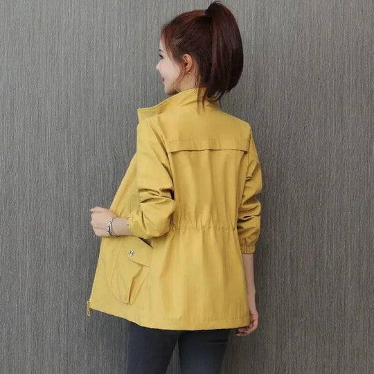 Catherine | Women's Lightweight Waterproof Trench Coat, Hooded Autumn Coat | Animated Apparel | Yellow