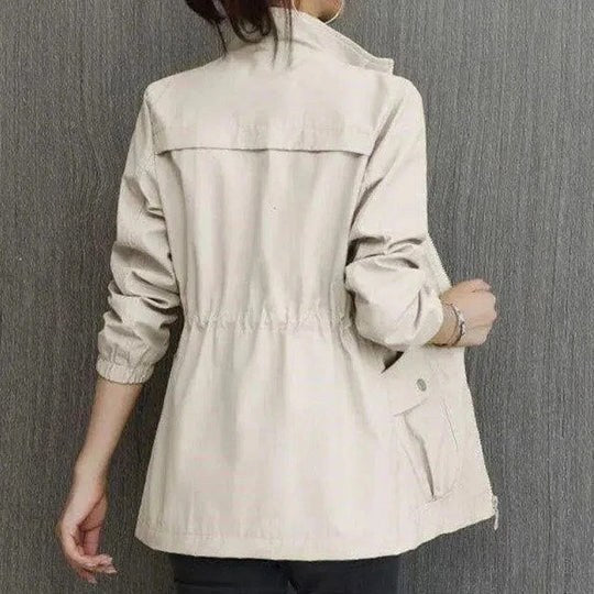 Catherine | Women's Lightweight Waterproof Trench Coat, Hooded Autumn Coat | Animated Apparel | Beige
