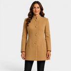 Valentina | Women's Fitted Wool Coat, Classic Button-Front Coat | Animated Apparel