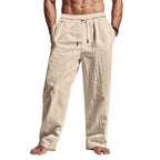Cedric | Men's Linen Trousers with Drawstring Waist, Relaxed Summer Trousers | Animated Apparel