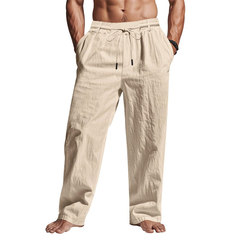 Cedric | Men's Linen Trousers with Drawstring Waist, Relaxed Summer Trousers | Animated Apparel