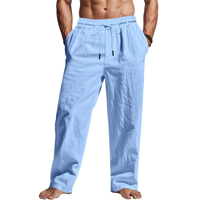 Cedric | Men's Linen Trousers with Drawstring Waist, Relaxed Summer Trousers | Animated Apparel