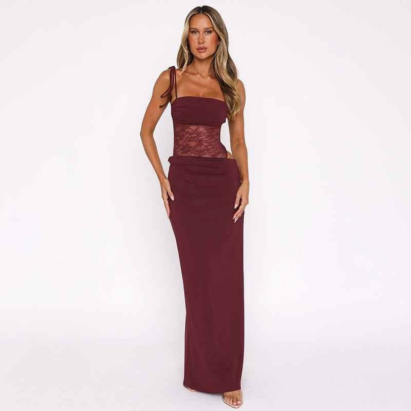 Celeste | Women's Maxi Dress with Lace Corset Detail - image 1