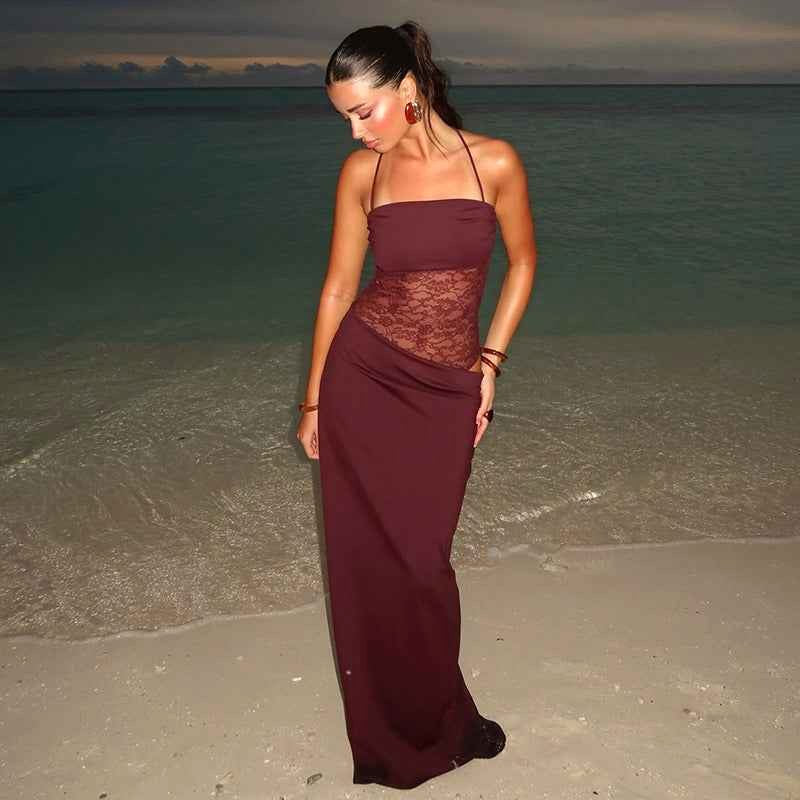 Celeste | Women's Maxi Dress with Lace Corset Detail - image 2