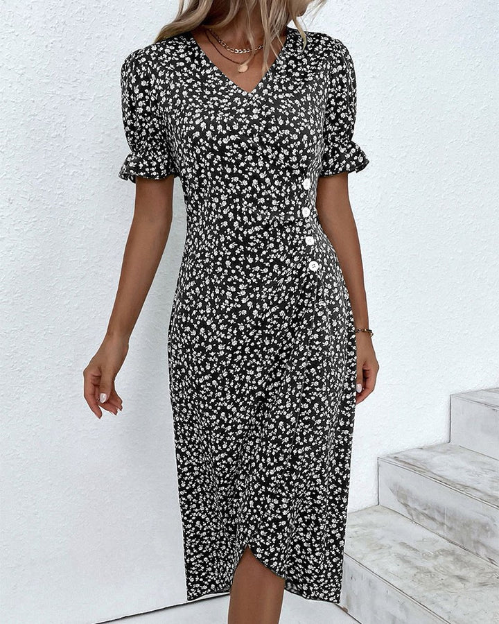 Charlene | Women's V-Neck Floral Midi Dress - image 13