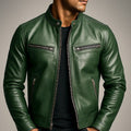 Ian | Men's Vintage Leather Jacket, Timeless Everyday Jacket | Animated Apparel | Green