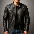 Ian | Men's Vintage Leather Jacket, Timeless Everyday Jacket | Animated Apparel | Black