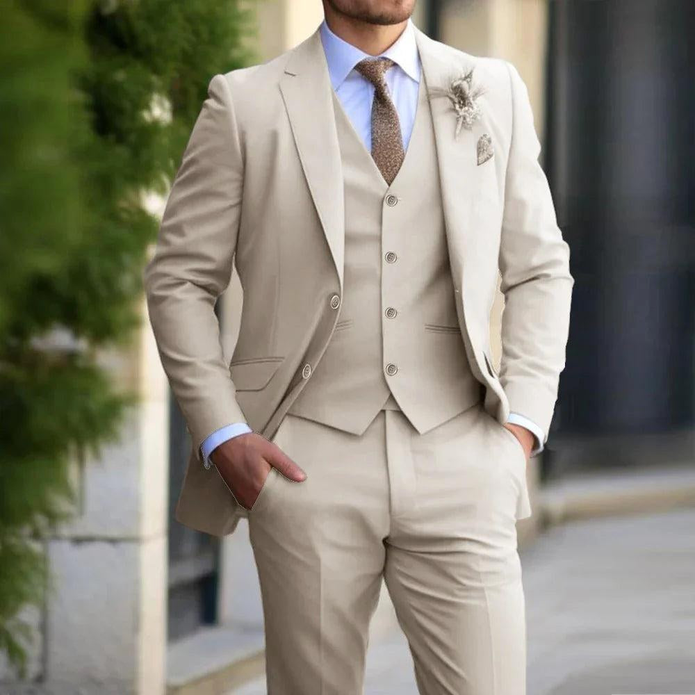 Lucas | Men's Three-Piece Tailored Suit, Blazer Waistcoat and Trousers | Animated Apparel