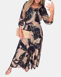 Charlotte | Women's Patterned Chiffon Dress, Three-Quarter Sleeve Dress | Animated Apparel