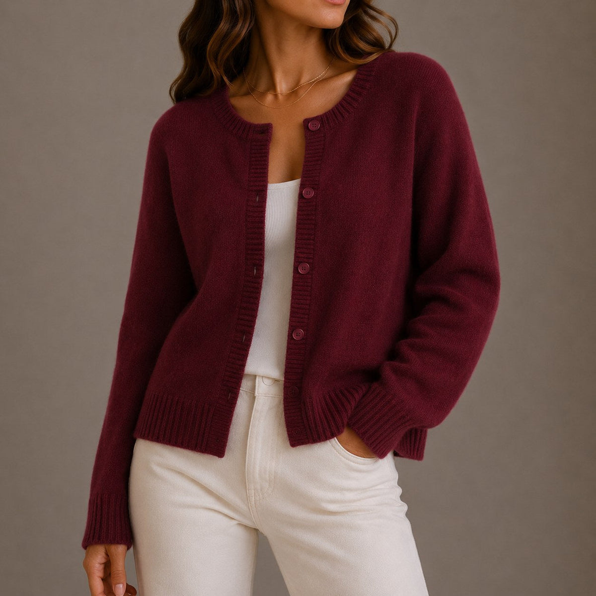 Olivia | Women's Soft Knit Cardigan, Button-Up Long Sleeve Sweater | Animated Apparel