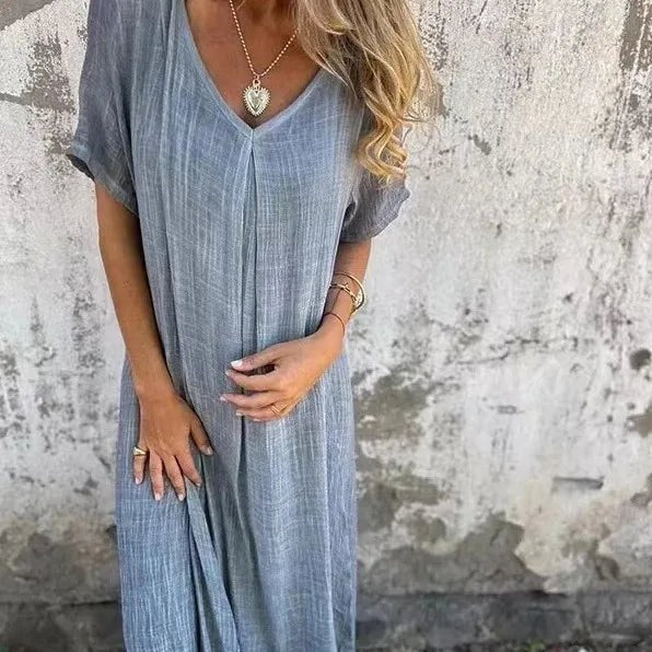 Charlotte | Women's V-Neck Short Sleeve Maxi Dress - image 7