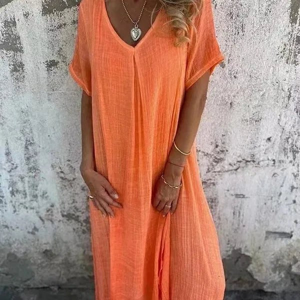 Charlotte | Women's V-Neck Short Sleeve Maxi Dress - image 8