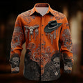 Chase | Men's Western Print Shirt, Halloween Statement Shirt | Animated Apparel | Orange