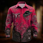 Chase | Men's Western Print Shirt, Halloween Statement Shirt | Animated Apparel | Rose Red