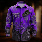 Chase | Men's Western Print Shirt, Halloween Statement Shirt | Animated Apparel | Purple
