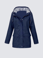 Christine | Women's Waterproof Lightweight Windbreaker Jacket, Water-Resistant Outdoor Jacket | Animated Apparel | Marine Blue