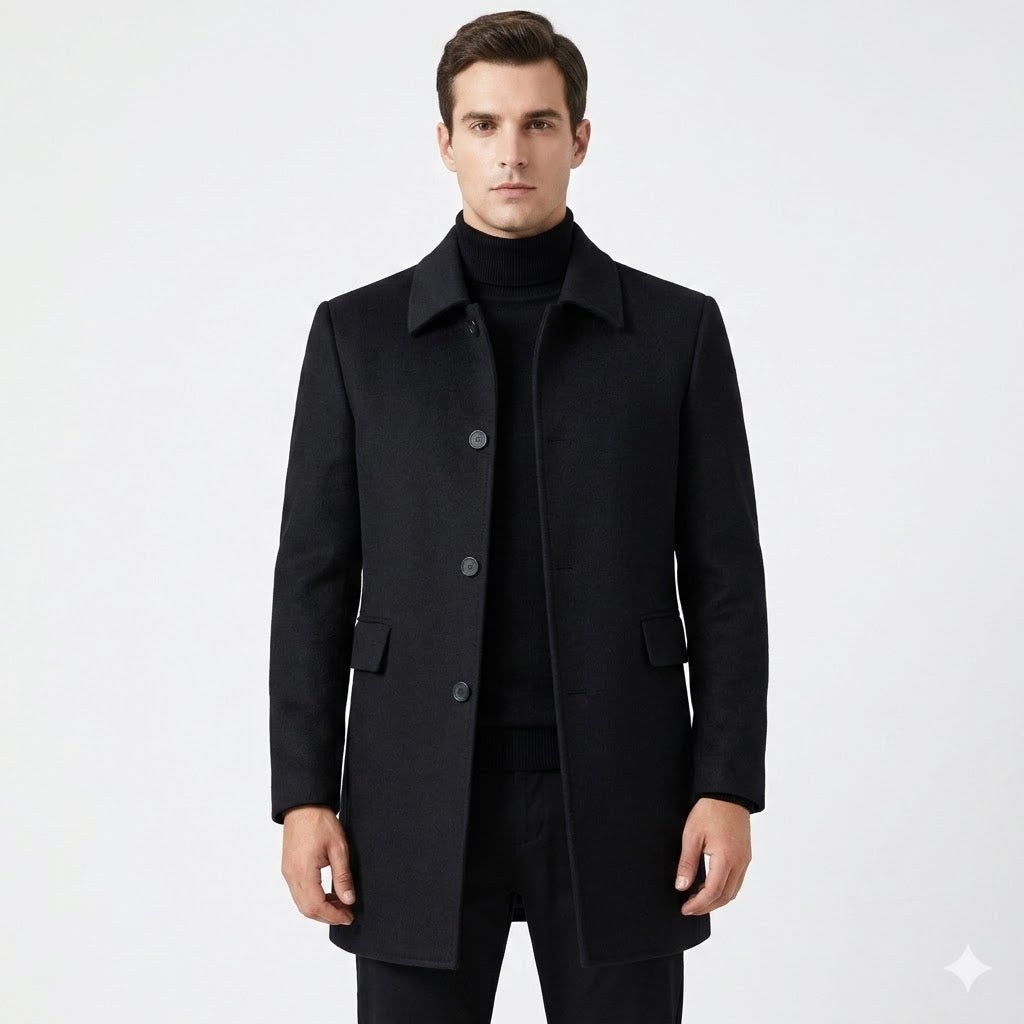 Christopher | Men's Classic Wool Overcoat, Tailored Formal Coat | Animated Apparel