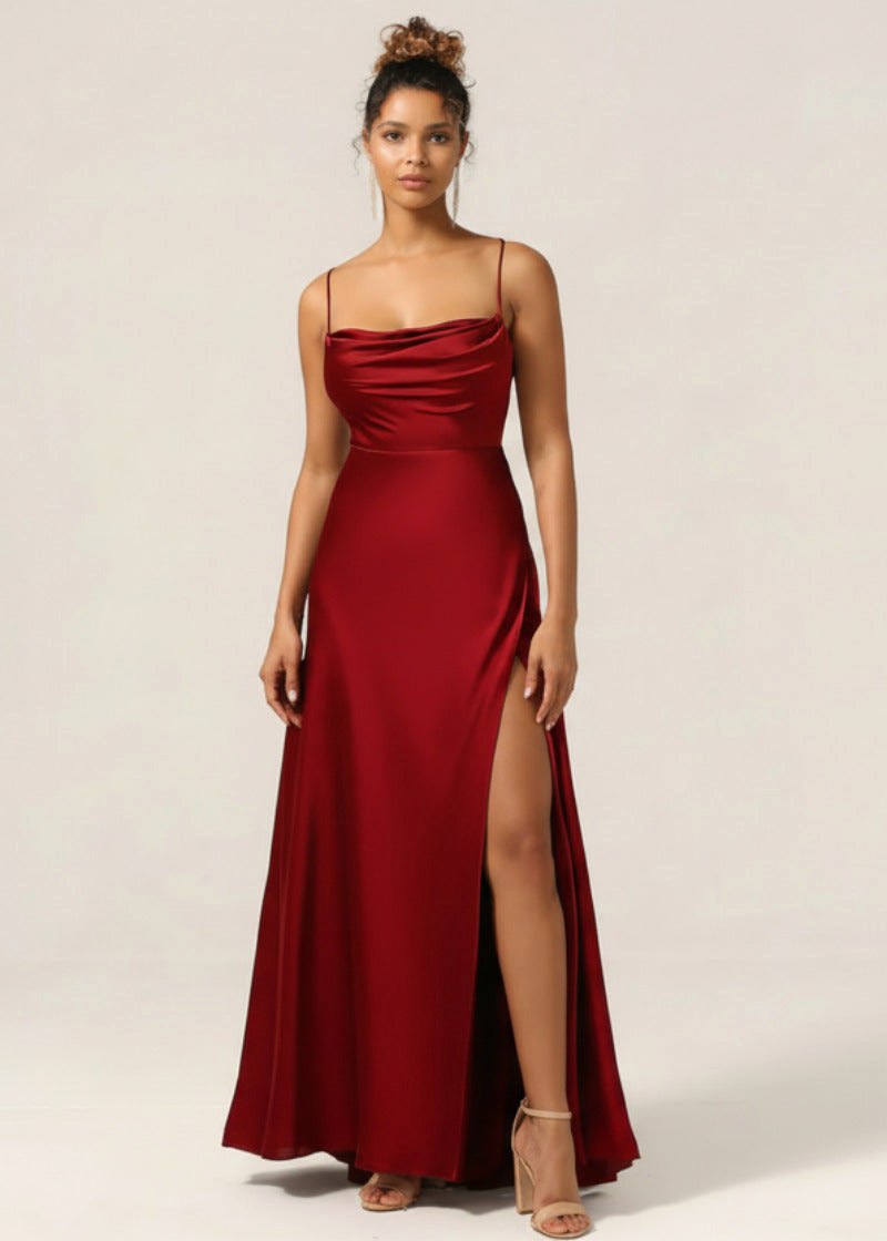 Claire | Women's Satin Maxi Gown with High Slit - image 9