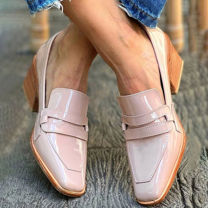 Claire | Women's Shiny Wide-Heel Loafers - image 2