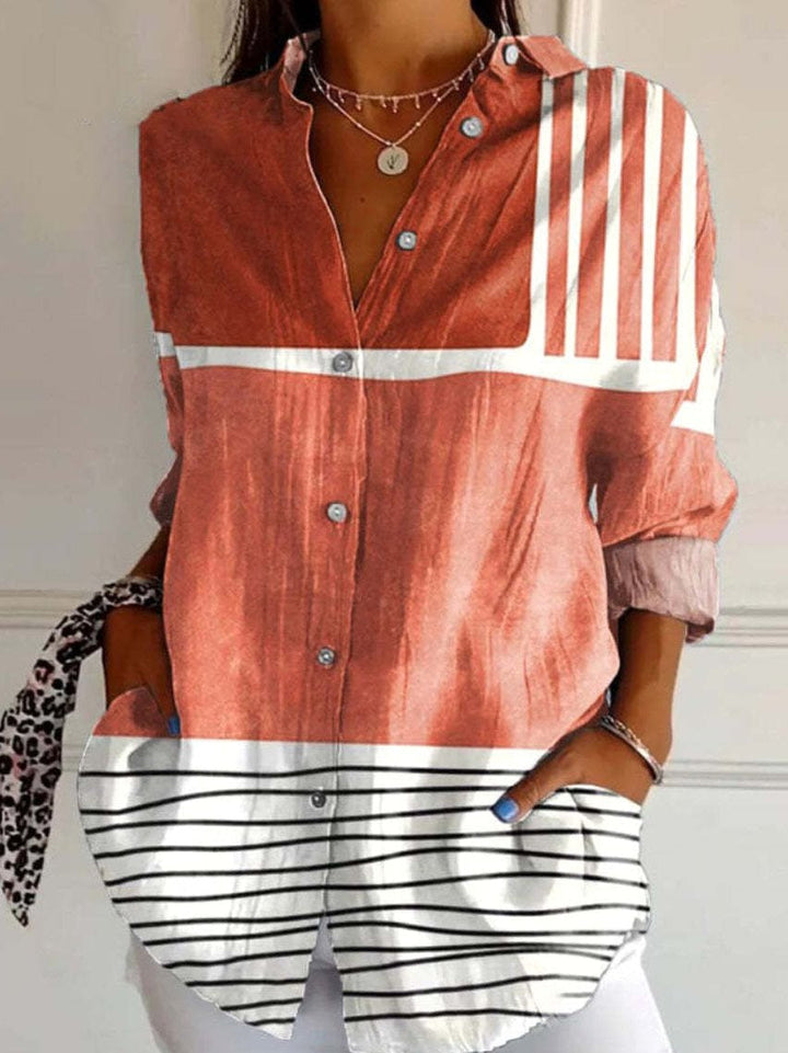 Claire | Women's Striped Long Sleeve Button-Down Shirt - image 3