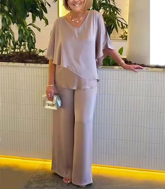 Clarissa | Women's Elegant Two-Piece Set - Gray