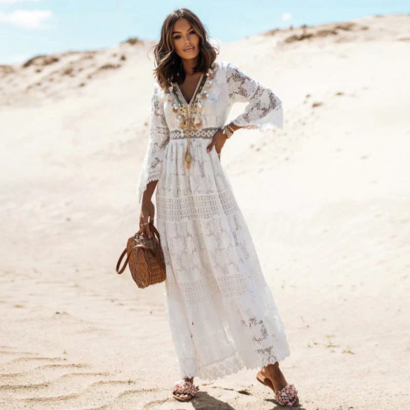 Clarissa | Women's Lace Long Sleeve Maxi Dress - image 4