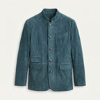 Clayton | Men's Single-Breasted Suede Blazer Jacket, Casual Smart Coat | Animated Apparel | Black