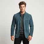 Clayton | Men's Single-Breasted Suede Blazer Jacket, Casual Smart Coat | Animated Apparel