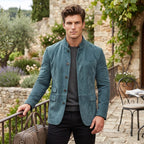 Clayton | Men's Single-Breasted Suede Blazer Jacket, Casual Smart Coat | Animated Apparel