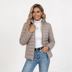 Clemence | Women's Lightweight Quilted Jacket, Slim-Fit Zip Jacket | Animated Apparel | Grey