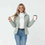 Clemence | Women's Lightweight Quilted Jacket, Slim-Fit Zip Jacket | Animated Apparel | Pink