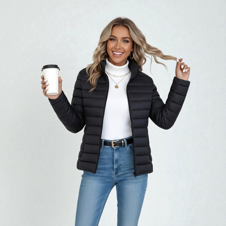 Clemence | Women's Lightweight Quilted Jacket, Slim-Fit Zip Jacket | Animated Apparel | Silver grey