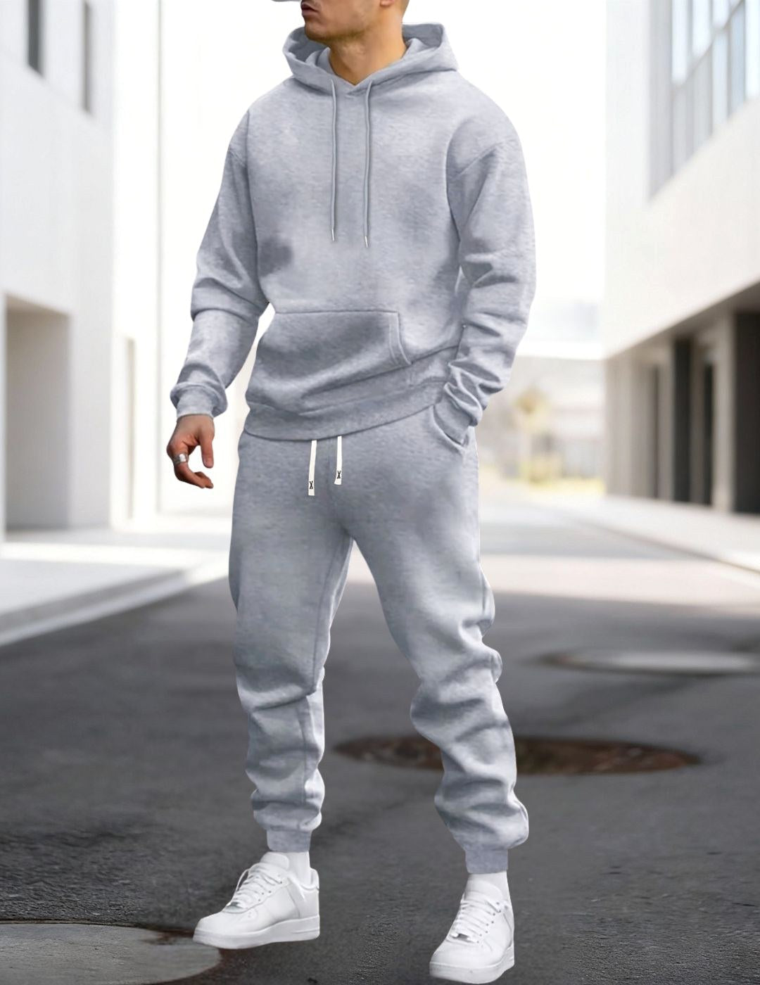 Clive | Men's Hooded Loungewear Set with Joggers, Comfortable Two-Piece Set | Animated Apparel | Grijs