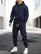 Clive | Men's Hooded Loungewear Set with Joggers, Comfortable Two-Piece Set | Animated Apparel | Donkerblauw