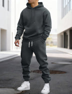 Clive | Men's Hooded Loungewear Set with Joggers, Comfortable Two-Piece Set | Animated Apparel | Donkergrijs