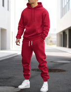 Clive | Men's Hooded Loungewear Set with Joggers, Comfortable Two-Piece Set | Animated Apparel | Rood