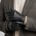 Cody | Men's Faux Leather Winter Driving Gloves, Wool-Lined Warm Gloves | Animated Apparel | Brown