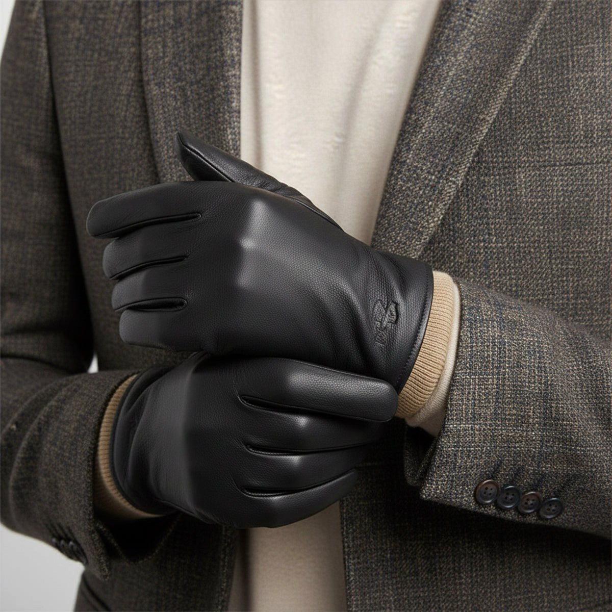 Cody | Men's Faux Leather Winter Driving Gloves, Wool-Lined Warm Gloves | Animated Apparel | Brown