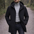 Cody | Men's Hooded Winter Coat, Weather-Resistant Autumn Coat | Animated Apparel | Black