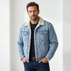 Ryan | Men's Denim Trucker Jacket with Fleece Lining, Insulated Winter Jacket | Animated Apparel